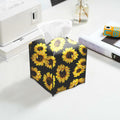 TESIQIMT PU Leather Sunflower Tissue Box Cover 5x5x5in by Deal US
