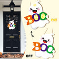 tineit BOO Halloween Ghost Door Decor Lighted Hanging Sign 12x13 White by Deal US