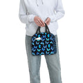 COWDIY Insulated Lunch Bag Black Blue Butterfly Print Waterproof Tote 5.3L by Deal US