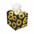 TESIQIMT PU Leather Sunflower Tissue Box Cover 5x5x5in by Deal US