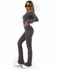 [Like New] FAIRY SEASON Women’s 2pc Lounge Set V-Neck Top Flare Pants Deep Gray S by Deal US
