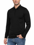 MoFiz Men's Long Sleeve Polo Shirt Quarter Zipper Quick Dry Black Size S by Deal US