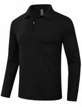 MoFiz Men's Long Sleeve Polo Shirt Quarter Zipper Quick Dry Black Size S by Deal US