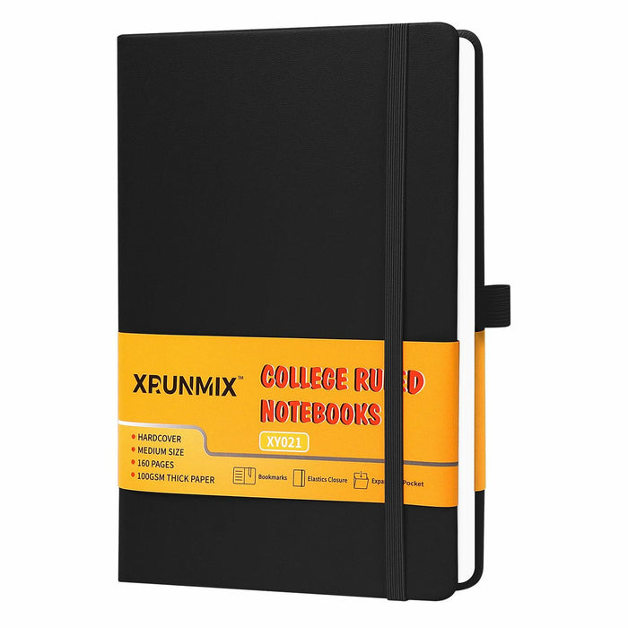 XRUNMIX Lined Journal Notebook 5.7x8in 160 Pages 100 GSM Black 1 Pack by Deal US