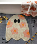 Ouyattle Halloween Ghost Bath Mat Non-Slip Washable Boho Floral Khaki by Deal US