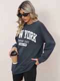 ORANDESIGNE Oversized Graphic Sweatshirt Women Long Sleeve New York Blue Size XS by Deal US