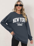 ORANDESIGNE Oversized Graphic Sweatshirt Women Long Sleeve New York Blue Size XS by Deal US