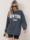ORANDESIGNE Oversized Graphic Sweatshirt Women Long Sleeve New York Blue Size XS by Deal US
