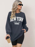 ORANDESIGNE Oversized Graphic Sweatshirt Women Long Sleeve New York Blue Size XS by Deal US