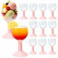 LEYIQU 12Pack 7oz Pink Plastic Wine Glasses Unbreakable Reusable Party by Deal US