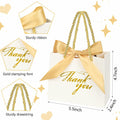 Xylitic Thank You Gift Bags White Gold Ribbon Small 5.5x2.4x4.7 Inch 24 Pack by Deal US