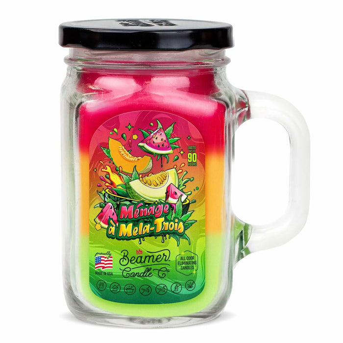 Beamer Candle Co. Ménage Á Mela Trois Candle Watermelon Cantaloupe Honeydew 12oz by Deal US