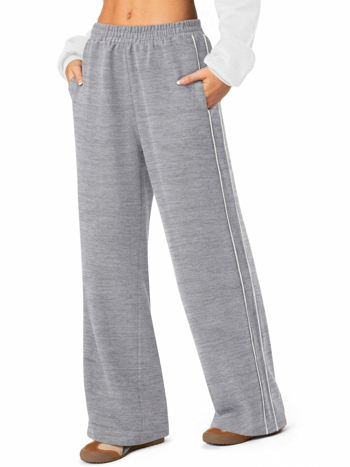 NIMIN Women's High Waist Wide Leg Sweatpants Cotton Light Grey Size M by Deal US