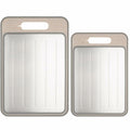 AOWBCGD Cutting Board Double Sided 2 Pcs Large+Small Khaki Stainless Steel by Deal US