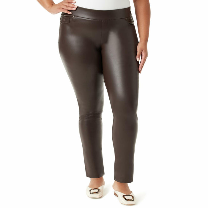 Gloria Vanderbilt Avery Slim Pull On Pant Plus Coffee Roast Leather Plus Size by Deal US
