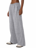 NIMIN Women's High Waist Wide Leg Sweatpants Cotton Light Grey Size M by Deal US