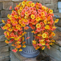Ivydale 2 PCS Artificial Fall Hanging Flowers Silk Faux Petunias Orange+Yellow by Deal US