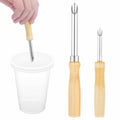 Lusofie 2 Pack Stainless Steel Straw Hole Puncher with Wood Handle by Deal US