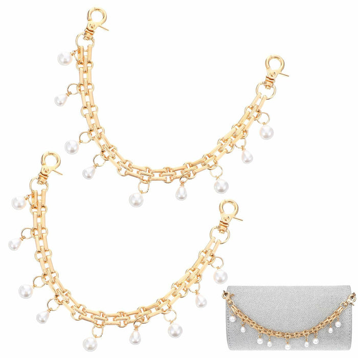 Josojoou 2 Pack Purse Extender Chains Gold Alloy Pearl Accent 10.2 Inch by Deal US