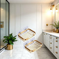 2Pcs Gold Soap Dish Hanging Drain Rack Self Adhesive Bathroom Accessories by Deal US