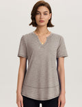 TCOT Womens V Neck Loose Workout Gym Shirt Light Brown Size S by Deal US