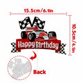 EQ EvaIrisQing Glitter Race Car Cake Topper Birthday Decor Checkered Flag by Deal US