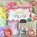 xuanflyF Donut Sweet Two Birthday Party Backdrop Banner 5x3ft Pink Cotton by Deal US