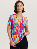 TCOT Women's Athletic Short Sleeve Gym Workout Shirt B Rose Red Printed Size 3XL by Deal US