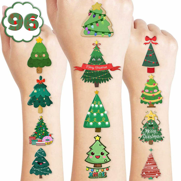 MeoIsDaBest 105 PCS Christmas Tree Temporary Tattoos Multi Color Party Favors by Deal US