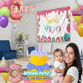 xuanflyF Donut Sweet Two Birthday Party Backdrop Banner 5x3ft Pink Cotton by Deal US