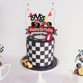EQ EvaIrisQing Glitter Race Car Cake Topper Birthday Decor Checkered Flag by Deal US