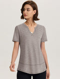 TCOT Womens V Neck Loose Workout Gym Shirt Light Brown Size S by Deal US