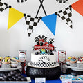 EQ EvaIrisQing Glitter Race Car Cake Topper Birthday Decor Checkered Flag by Deal US