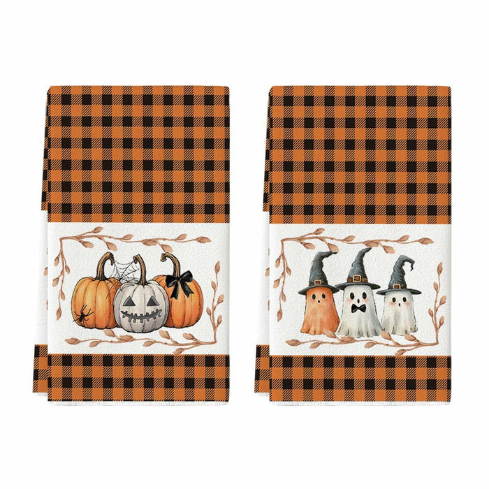 Artoid Mode Halloween Kitchen Towels 18x26 Inch Orange Black Set of 2 by Deal US