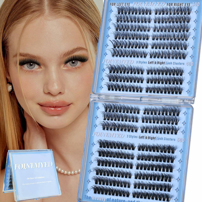 FOINEMYED Lash Clusters 360 Pcs 9-18mm Cat Eye Wispy D Curl Natural by Deal US