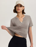 TCOT Womens V Neck Loose Workout Gym Shirt Light Brown Size S by Deal US