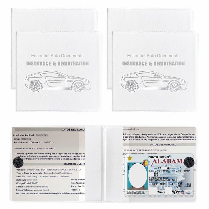 Yourkar 4PCS Car Registration Insurance Holder Organizer Magic Tape White Big by Deal US