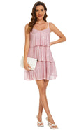 FANSI NOVA Women's Glitter Sequin Dress Adjustable Spaghetti Strap Pink Size 2XL by Deal US