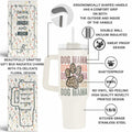 Fancyfams 40oz Stainless Steel Tumbler Dog Mama Handle Lid Straw Cream by Deal US