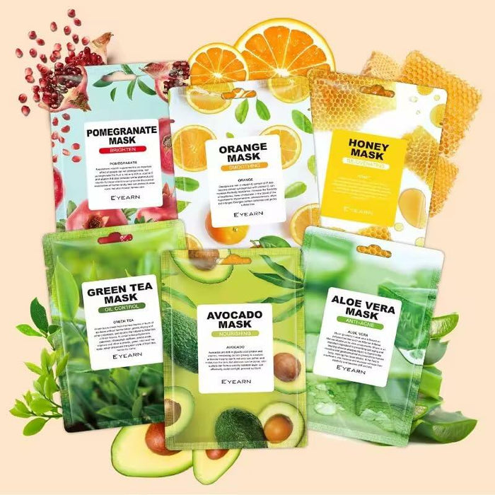 Generic Herbal Face Sheet Masks Aloe Vera Vitamin C Glycerin 1 Count Pack of 5 by Deal US