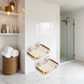 2Pcs Gold Soap Dish Hanging Drain Rack Self Adhesive Bathroom Accessories by Deal US