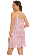 FANSI NOVA Women's Glitter Sequin Dress Adjustable Spaghetti Strap Pink Size 2XL by Deal US