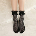 YWAOAIJD Women's Lace Ruffle Ankle Socks Mesh Trim 4 Pairs Size 5-9 Black White by Deal US