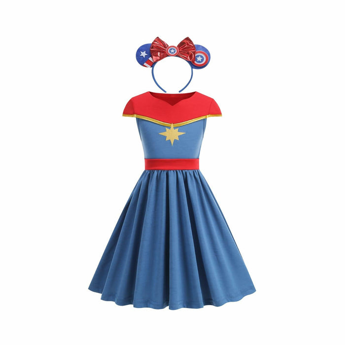 JUIULU Girls Princess Dress Costume Set Blue Size 120 (4-5T) by Deal US