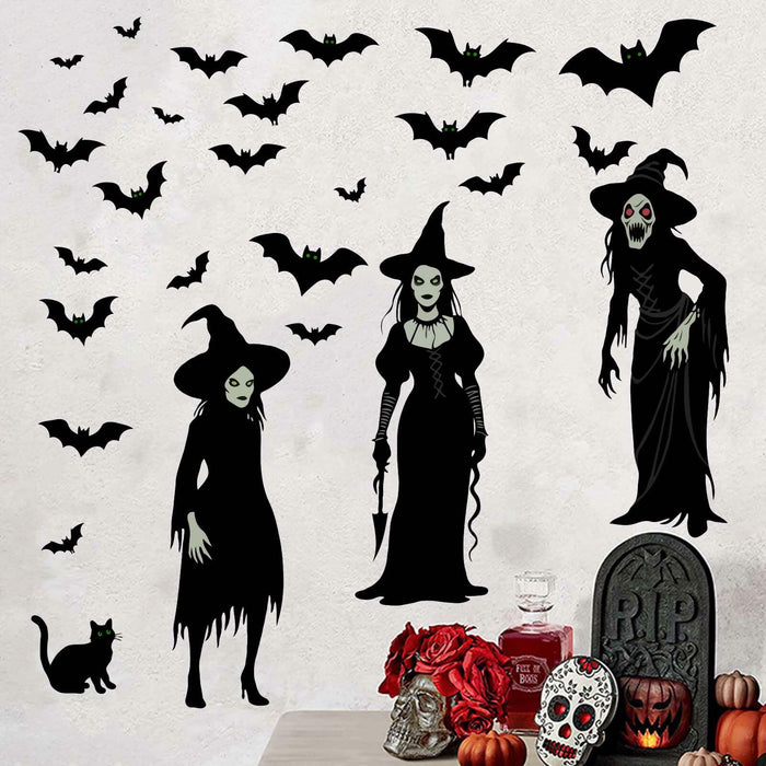 Amimagen Halloween Witch Bat Wall Stickers Gothic Vinyl Large Halloween Decor by Deal US