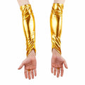 GFLPO Fashion Fingerless Metallic Satin Long Elastic Gloves Gold Elbow Length by Deal US