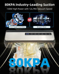CUBETA 8-in-1 Vacuum Sealer Machine 80KPA Digital 20 Bags Silver by Deal US