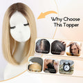 EMMOR 14in Synthetic Hair Topper with 3 Clips 5x3.5 Base Ombre Light Blonde by Deal US