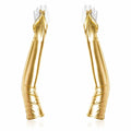 GFLPO Fashion Fingerless Metallic Satin Long Elastic Gloves Gold Elbow Length by Deal US