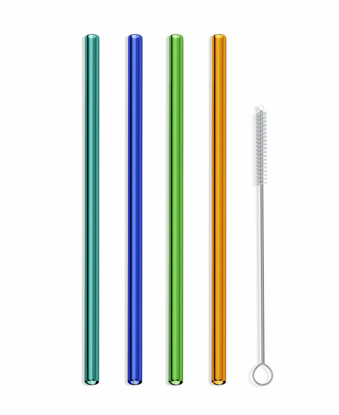 Hummingbird Glass Straws Havana Heat Straight 4 Pack 9" Multicolor by Deal US